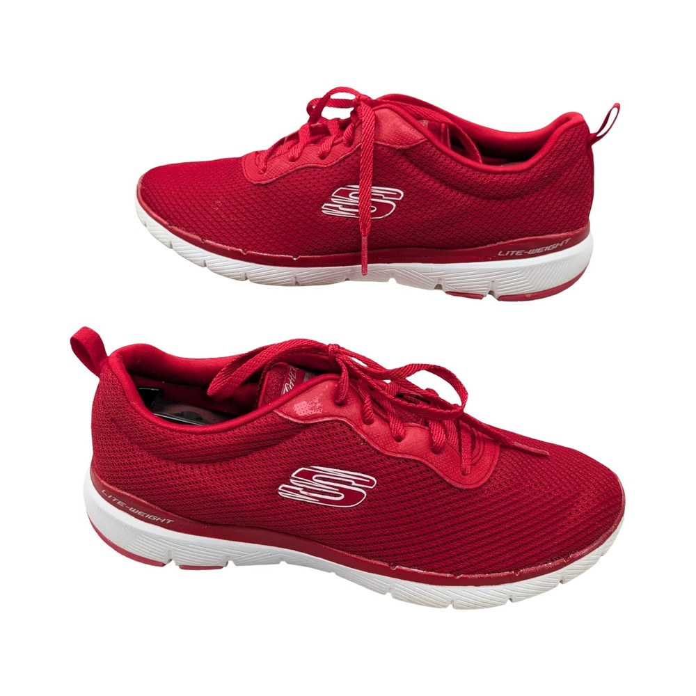 Skechers Lite-Weight 13070 Red Textile Sneakers Mens 8 Running Walking Shoes - Picture 5 of 16